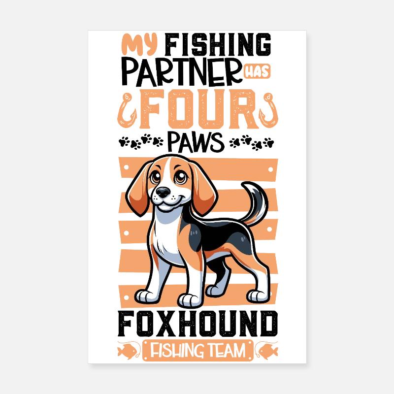 Pêche et foxhound anglais Poster 20 x 30 cm