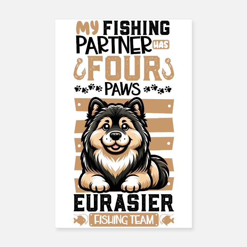 Fishing and Eurasier Poster 8" x 12" (20x30 cm)
