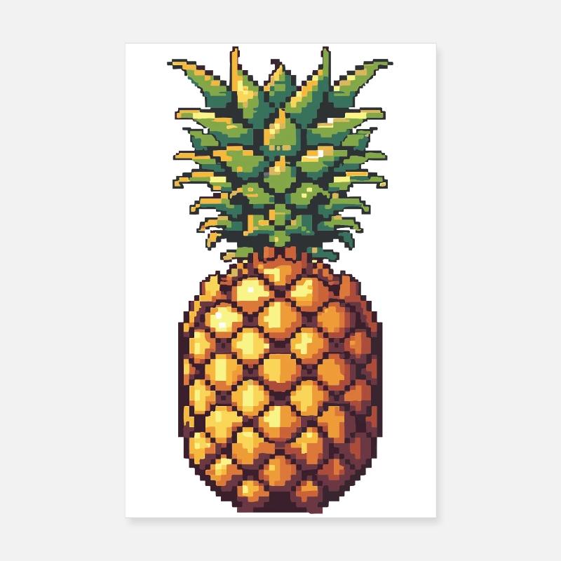 Pixel Ananas Retro Pixelkunst Poster 20x30 cm