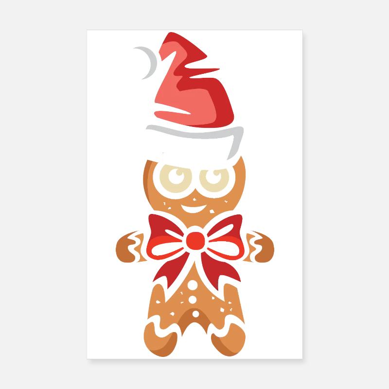 Gingerbread man with Christmas hat Poster 8" x 12" (20x30 cm)