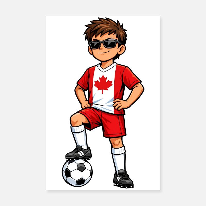 Drapeau canadien des Soccer Boy Canada Fan Poster 20 x 30 cm