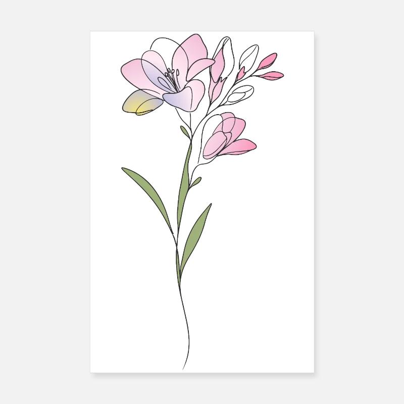 Freesien Blumen Illustration Poster 20x30 cm