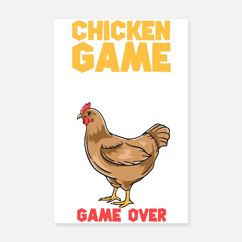 Chicken Game Bold Text Tee Poster 8" x 12" (20x30 cm)