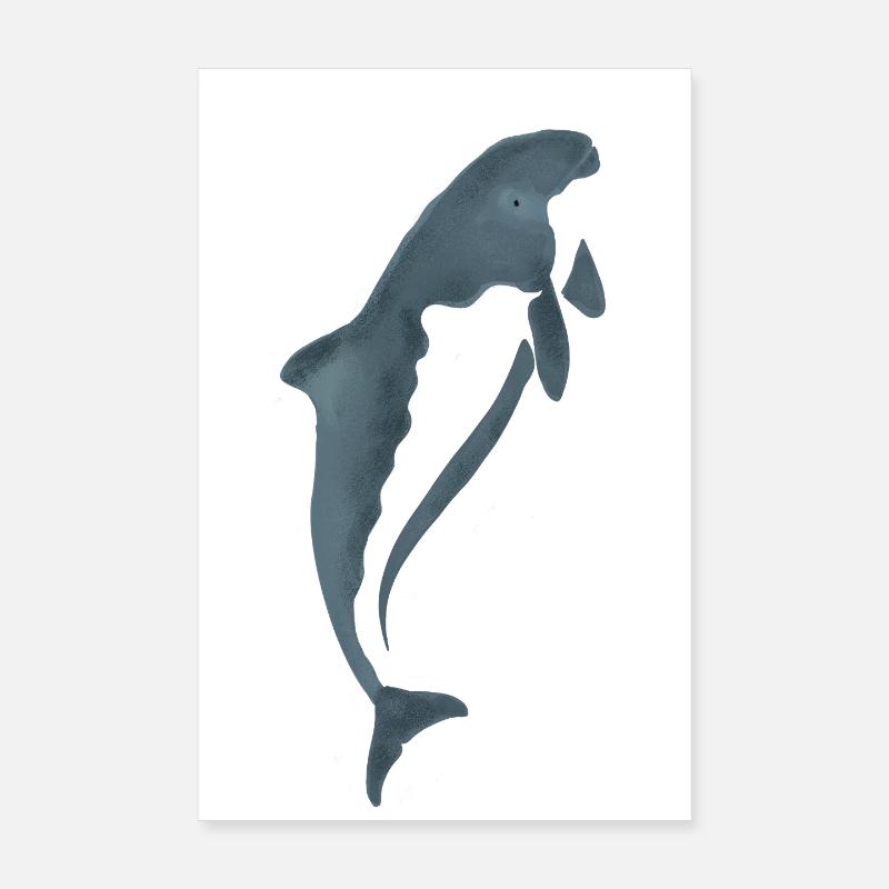 Watercolor Dolphin Silhouette Poster 8" x 12" (20x30 cm)