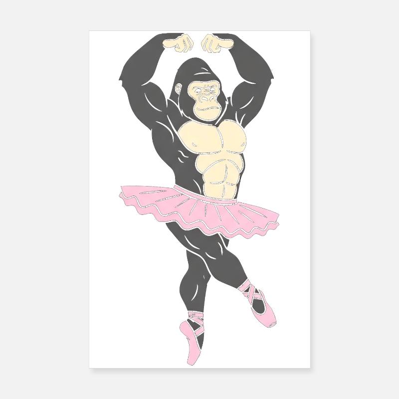Gorilla in the Pinktutu – Ballet Power Poster 8" x 12" (20x30 cm)