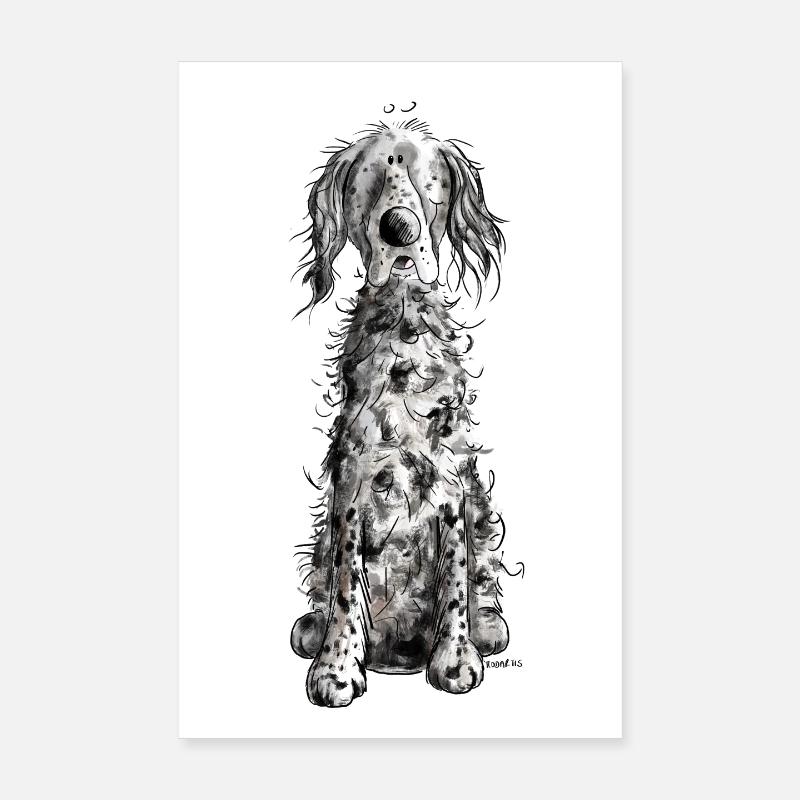 Cadeau drôle de bande dessinée anglaise de chiens I - Poster 20 x 30 cm - blanc