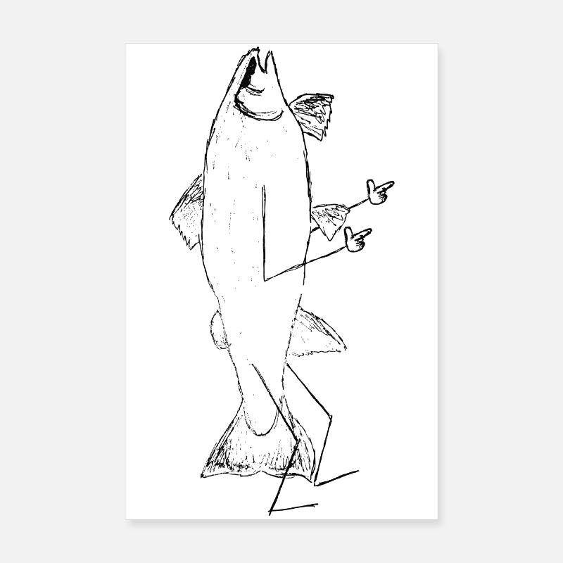 Saumon décontracté avec bras et jambes – Drôle Poster 20 x 30 cm