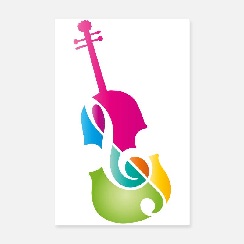 violon coloré stylisé avec clé de violon Poster 20 x 30 cm