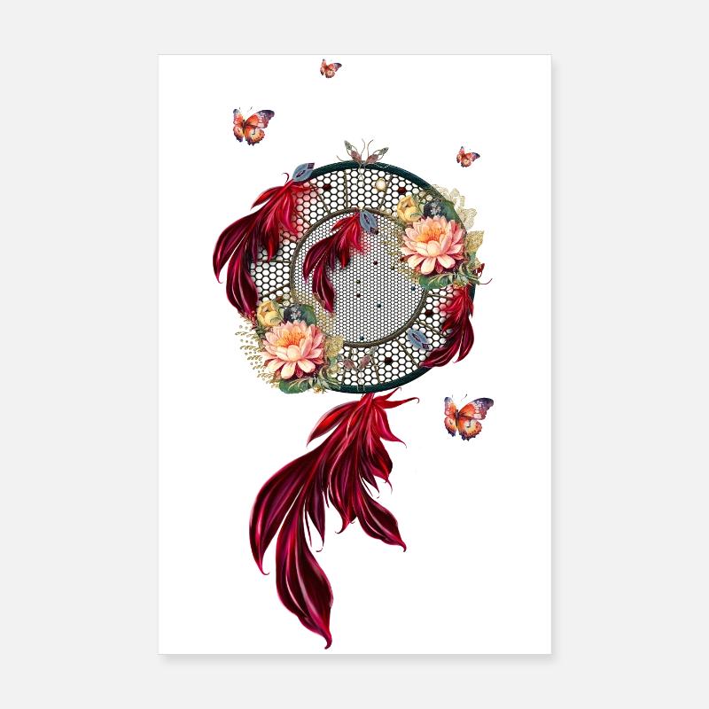 Wunderbare Traumfänger und Schmetterlinge. Poster 20x30 cm