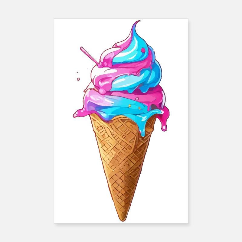 Délicieuse crème glacée | Cornet de crème glacée Synthwave Poster 20 x 30 cm