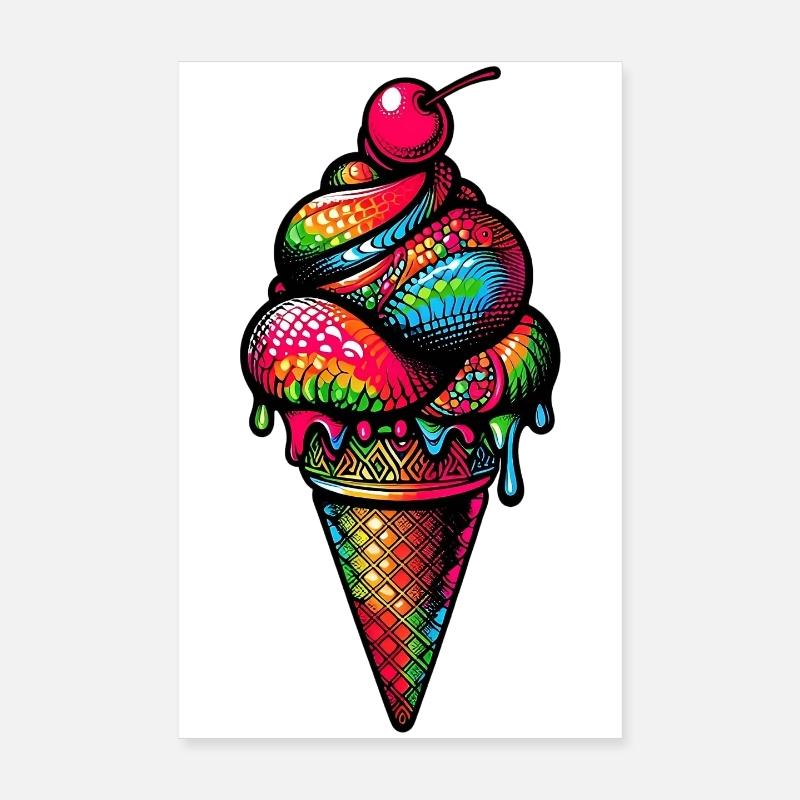 Cornet de crème glacée Popsicle Poster 20 x 30 cm