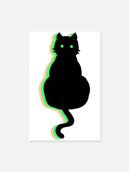 Neon Katze - Poster 20x30 cm - Weiß - Vorne