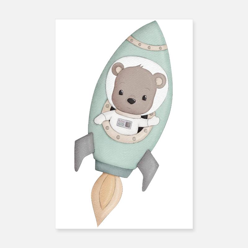 petit ours mignon en astronaute Poster 20 x 30 cm