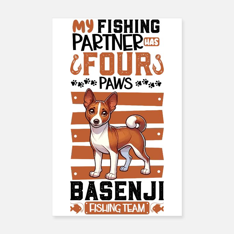 Pêche et Basenji Poster 20 x 30 cm