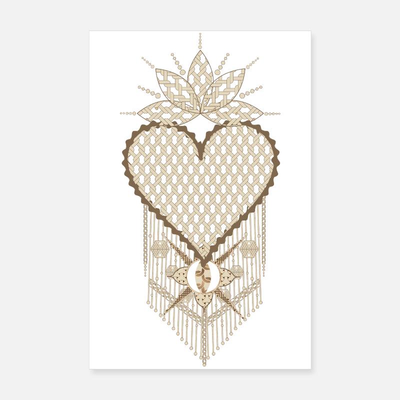 Macramé heart with filigree knot patterns Poster 8" x 12" (20x30 cm)