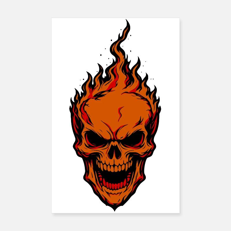 Flames Crâne Crâne Conception de Feu Poster 20 x 30 cm