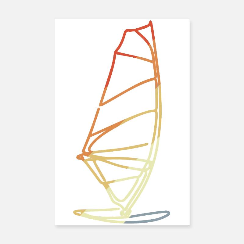 Windsurfen im Retro Stil Poster 20x30 cm