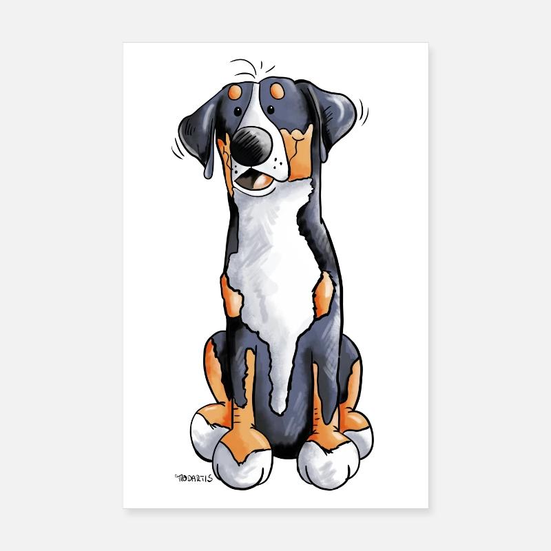 Süßer Schweizer Sennenhund - Poster 20x30 cm - Weiß
