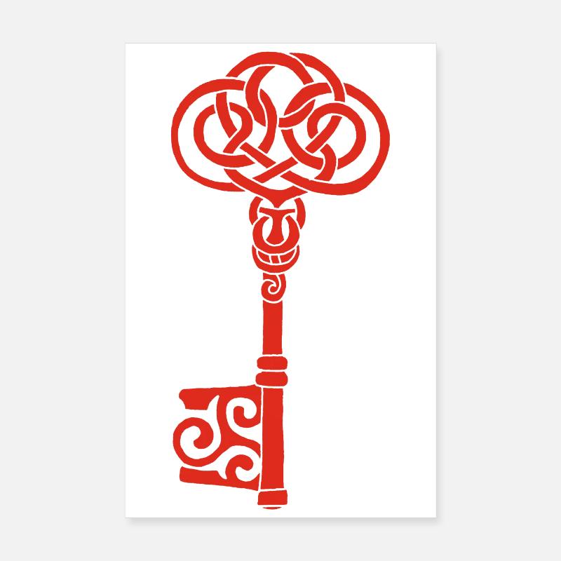 Red Celtic Key Poster 8" x 12" (20x30 cm)