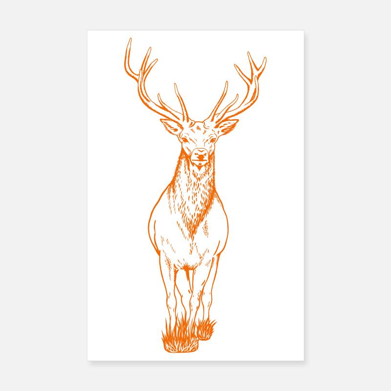 Hirsch orange Poster 20x30 cm