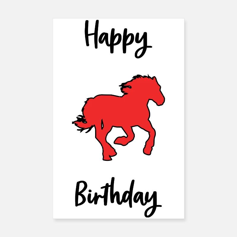 ANNIVERSAIRE. CHEVAL - Poster 20 x 30 cm - blanc