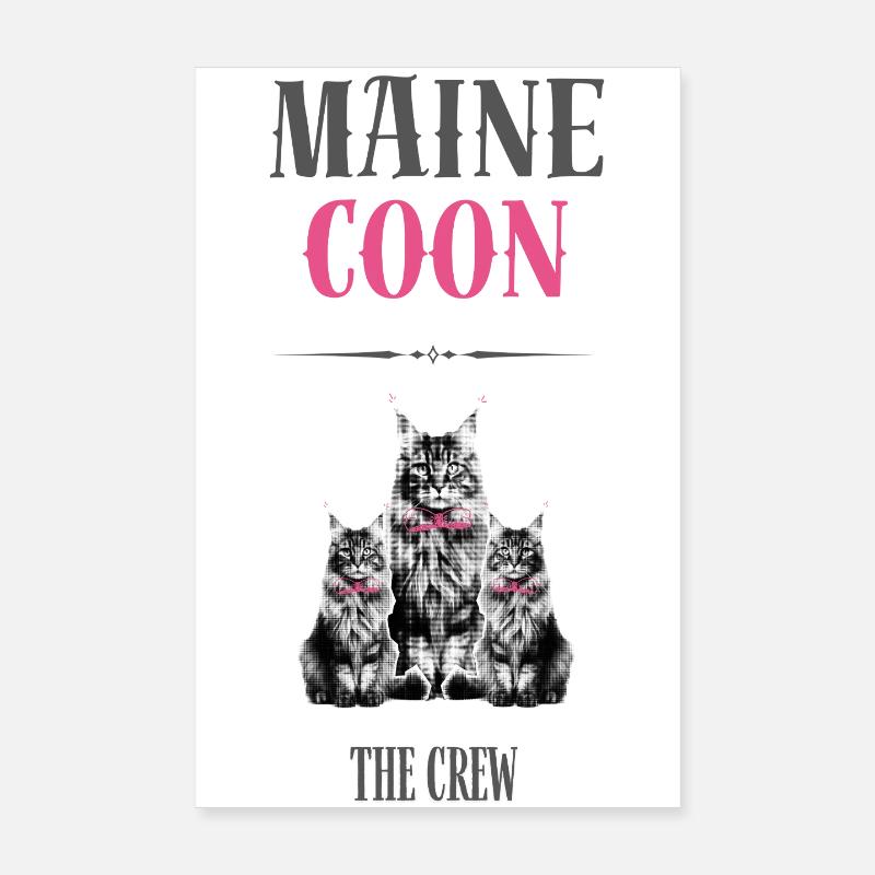 Maine Coon - Die Crew - Poster 20x30 cm - Weiß