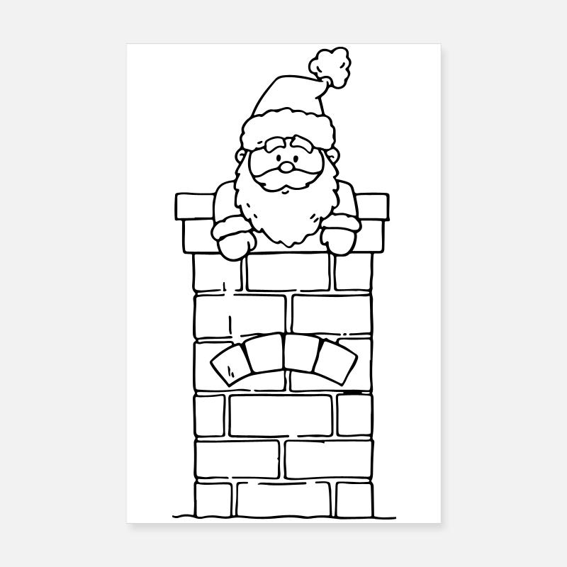 Noël de la cheminée du Père Noël Poster 20 x 30 cm