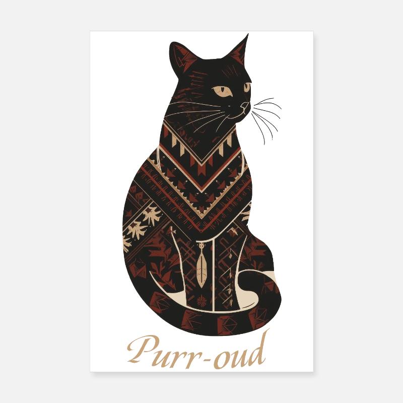 Native AmeriCan Purr-oud Cat lover texture pattern Poster 8" x 12" (20x30 cm)