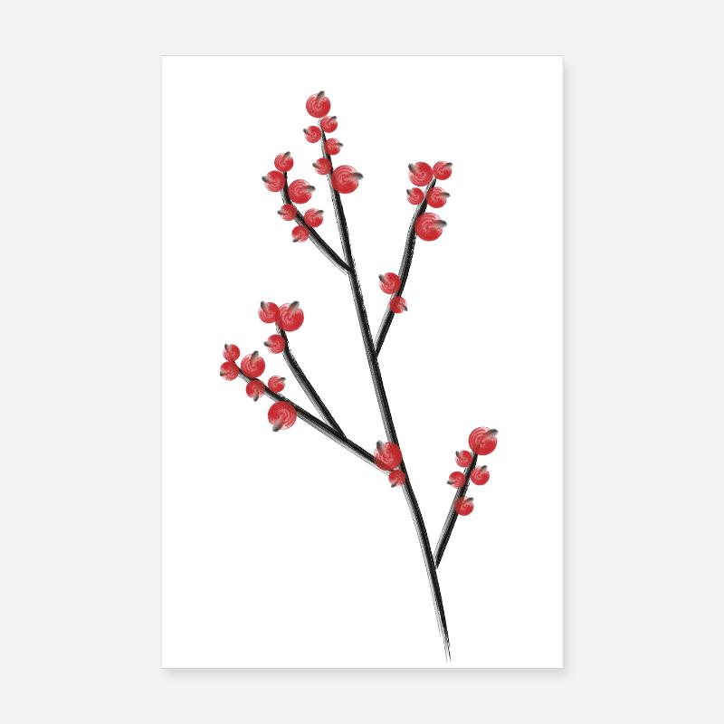 Branches de baies rouges Poster 20 x 30 cm