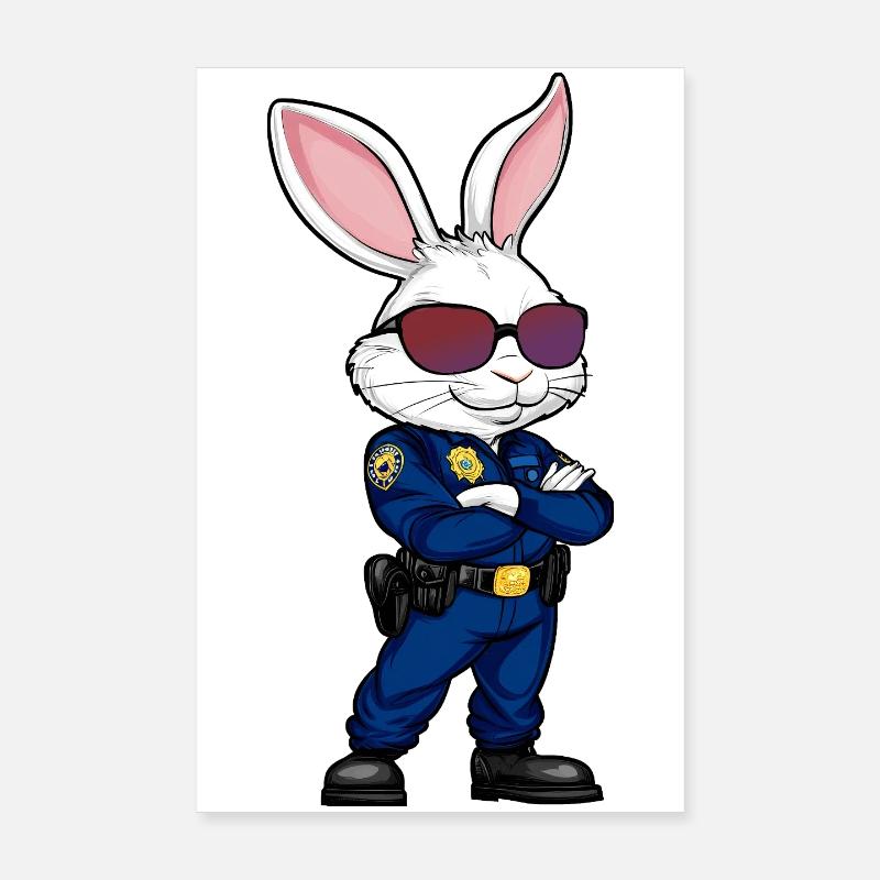 Policier Lapin Poster 20 x 30 cm