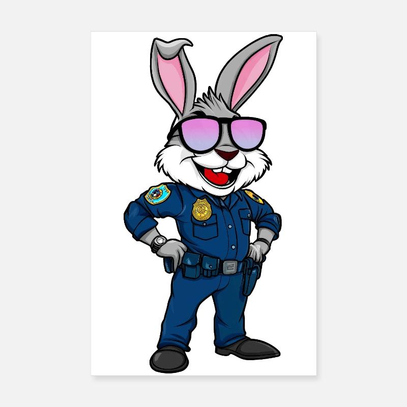Police Rabbit Poster 8" x 12" (20x30 cm)