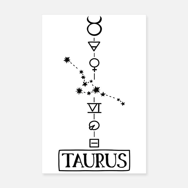 Taurus - Taurus Zodiac - black Poster 8" x 12" (20x30 cm)