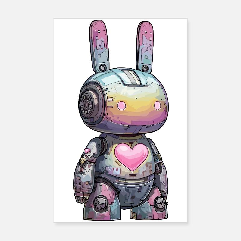 Pastel Robot Herzhart Poster 8" x 12" (20x30 cm)