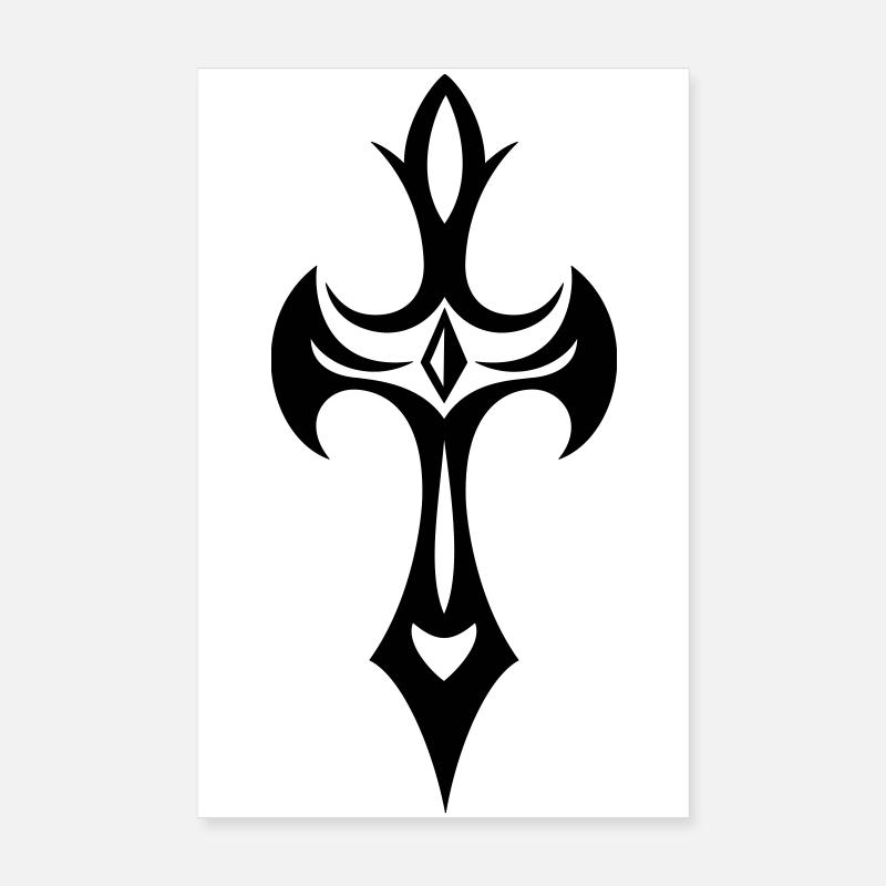 Cross, Crucifix, with gemstone and thorns. Poster 8" x 12" (20x30 cm)