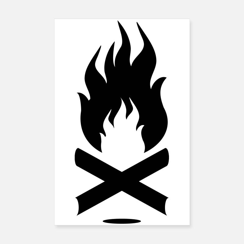 Symbole de feu de camp avec journaux Poster 20 x 30 cm