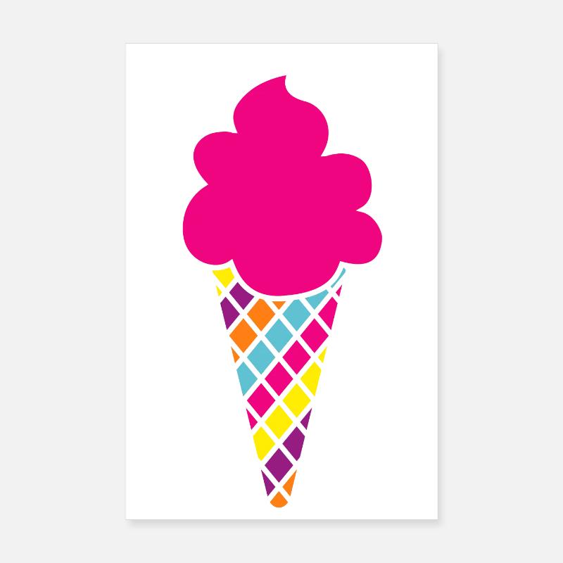 Cornet de crème glacée coloré Glace Gaufre Summer Fun Fan Sweets Poster 20 x 30 cm