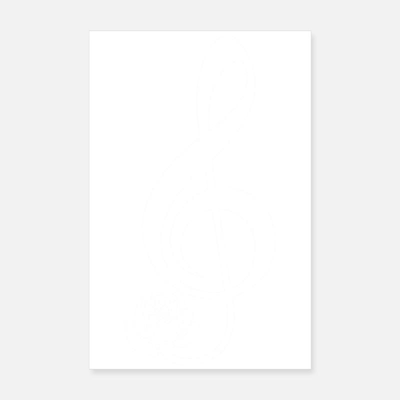 Clé de sol blanche en fleur Poster 20 x 30 cm