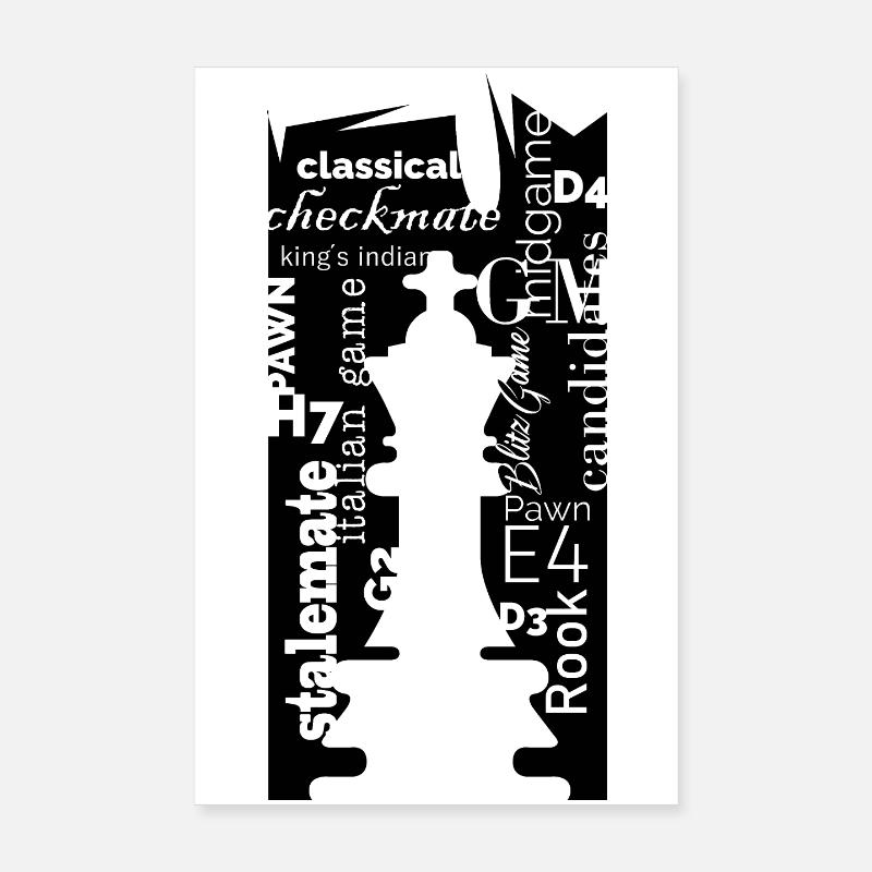 Chess King Typography Font Design Icon Logo Poster 8" x 12" (20x30 cm)