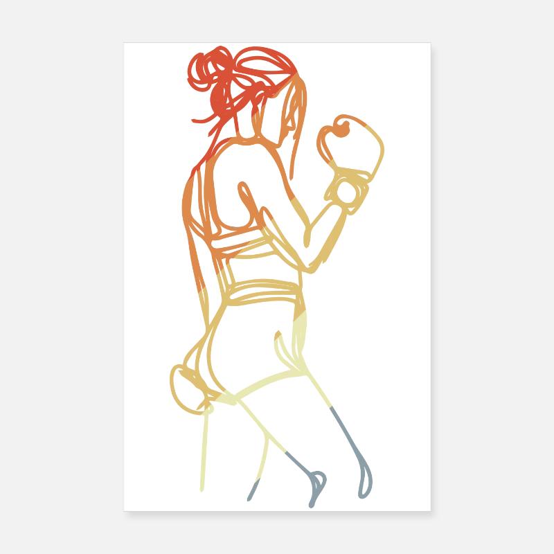 Weiblicher Boxer Retro Poster 20x30 cm