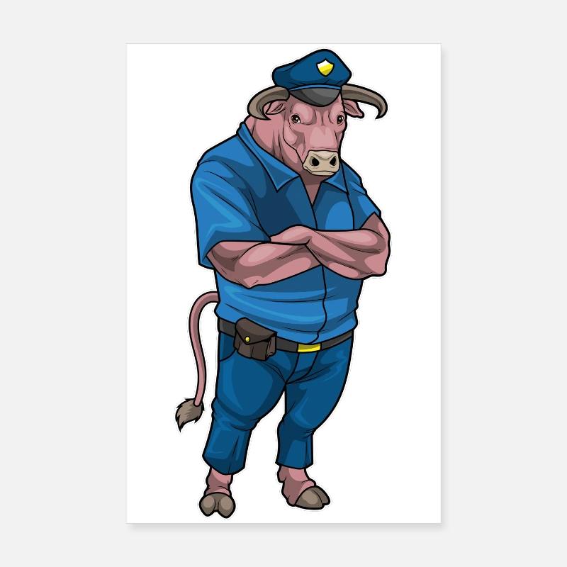 Stier Polizist Polizei Poster 20x30 cm