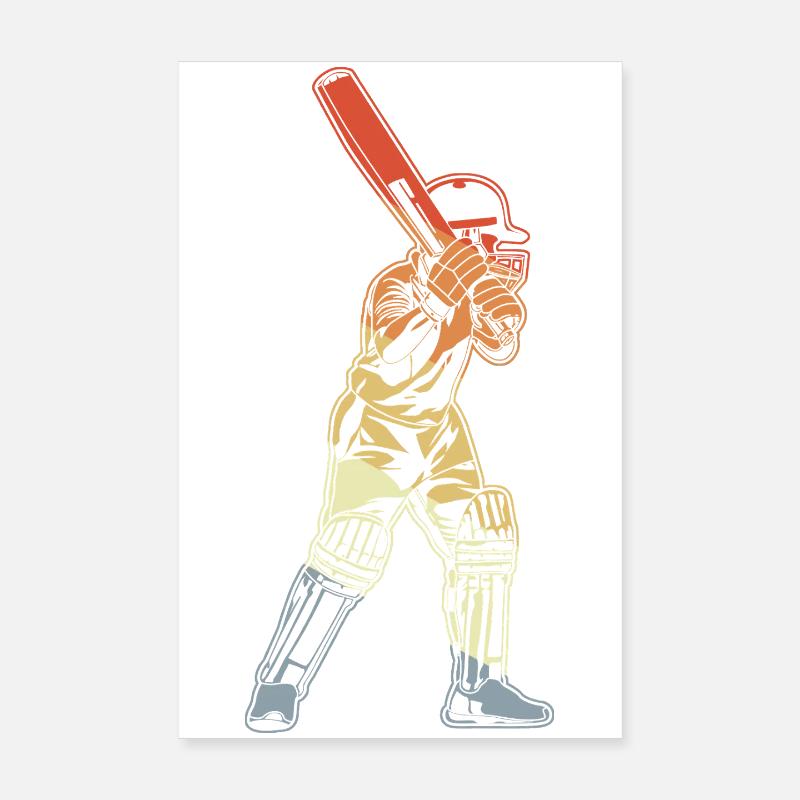 Retro Cricket Batter Poster 20x30 cm