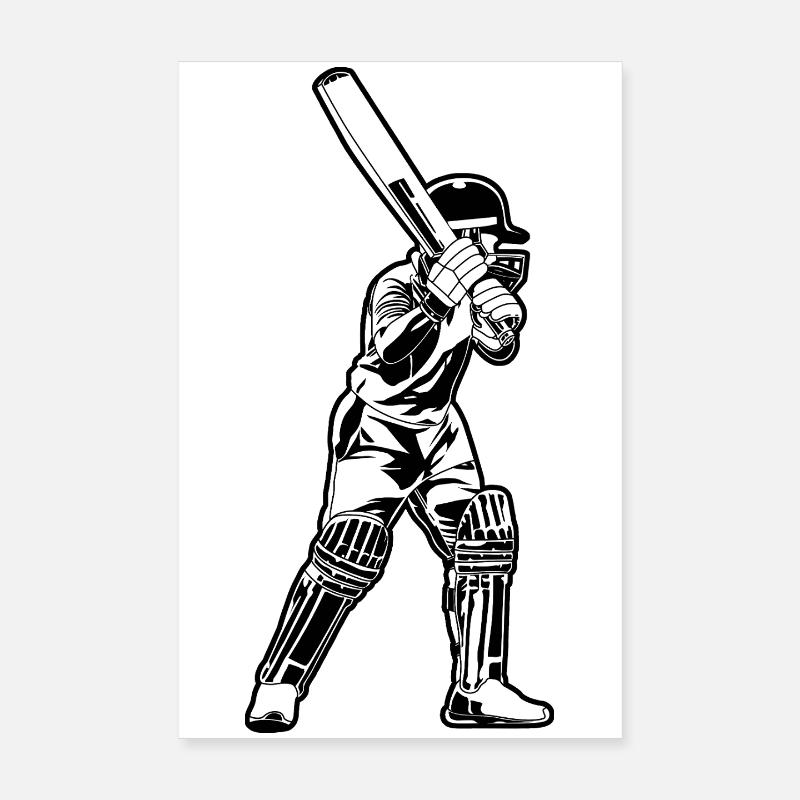 Kricketspieler Sketch Poster 20x30 cm