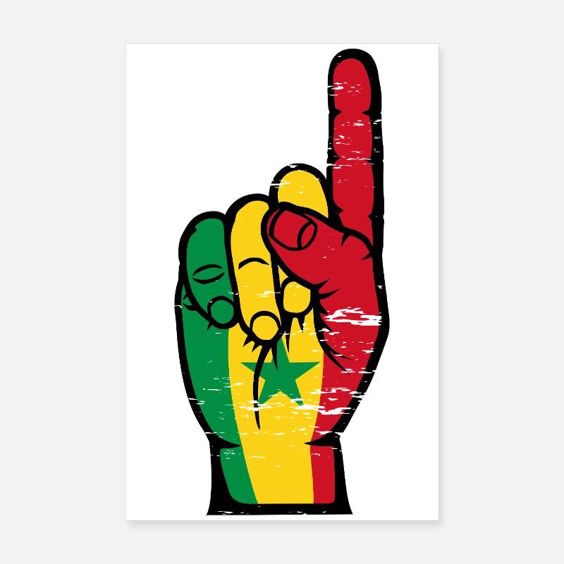 Senegal Flags Hand Poster 8" x 12" (20x30 cm)