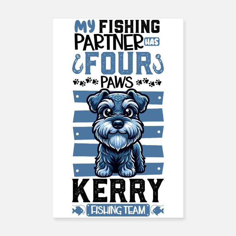 Pêche et Kerry Blue Terrier Poster 20 x 30 cm