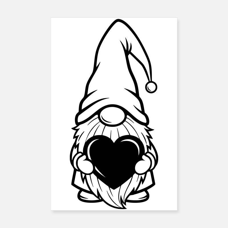 Wichtel mit Herz Geschenkmotiv - Poster 20x30 cm - Weiß