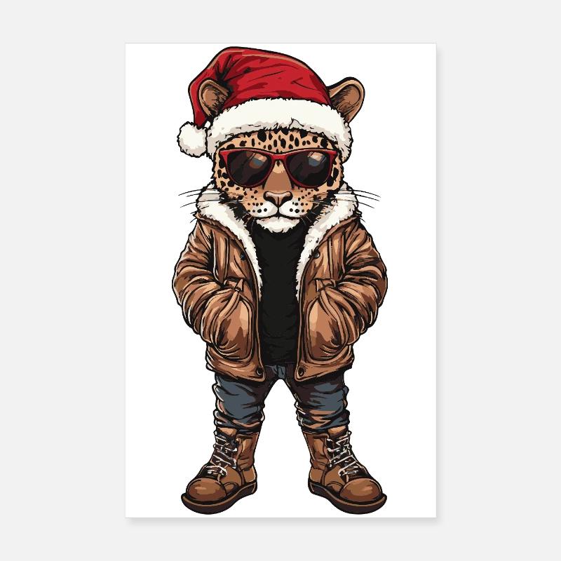 Noël Léopard Hiver Poster 20 x 30 cm
