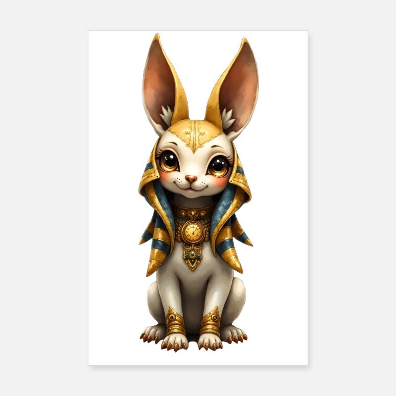 Le Lapin Guerrier en armure dorée Poster 20 x 30 cm