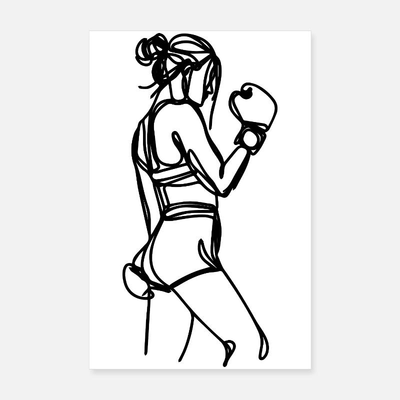 Boxen Mädchen Skizze Poster 20x30 cm