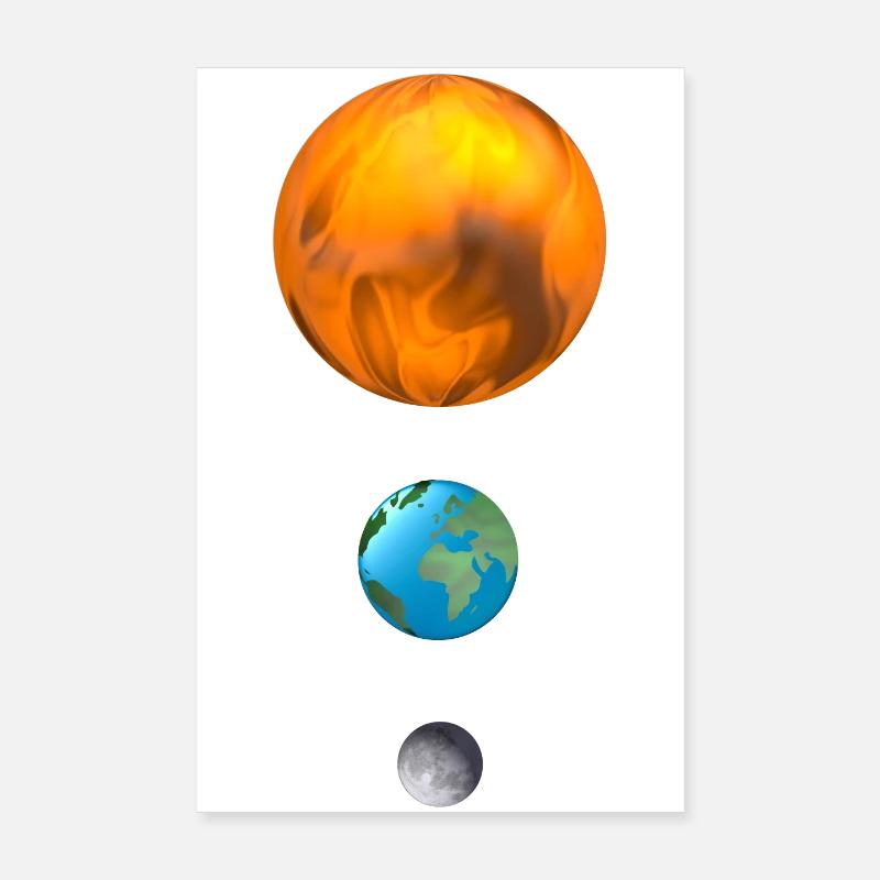 Fireball, Earth, Moon, Sun Poster 8" x 12" (20x30 cm)