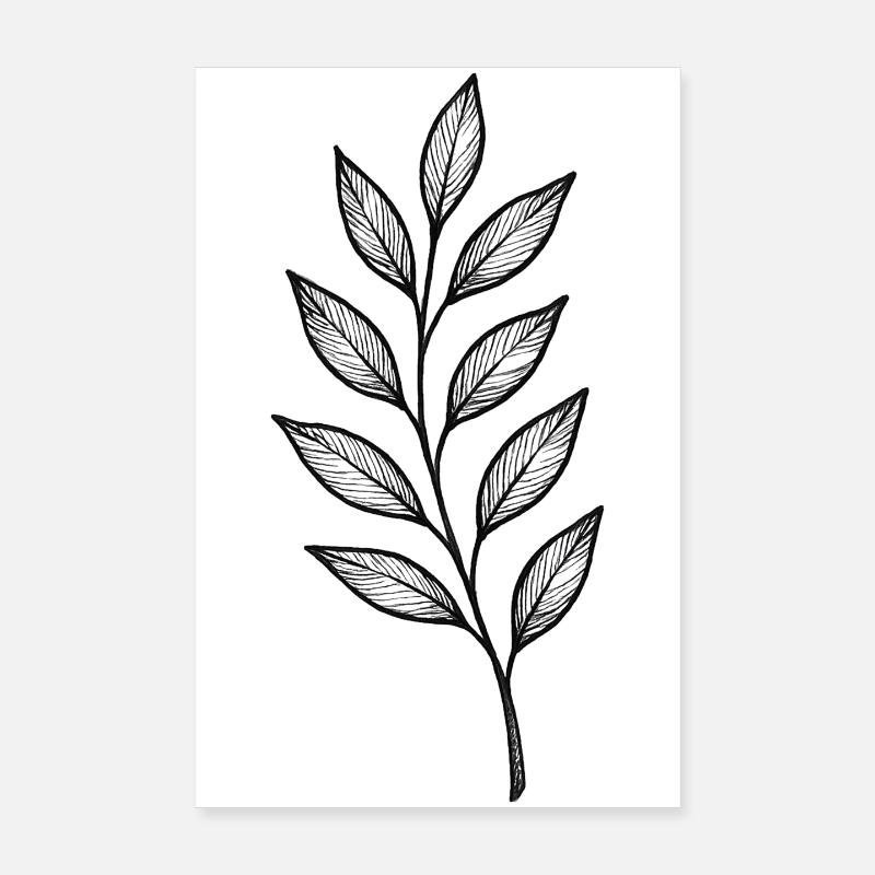 Black Leaves Gloss Pattern Poster 8" x 12" (20x30 cm)